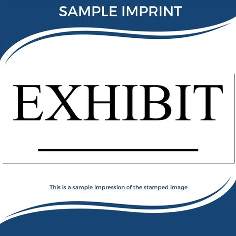 Sample imprint of "EXHIBIT" using No Sweat Self Inking Exhibit Stamp With Crisp Black Ink Effortless Press Print Action For Law Clerks.