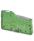 Side view of green inline isolator module with disconnect terminal for I/O power isolation