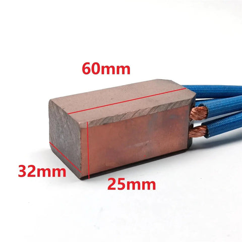54mm Hole Distance Brass Copper Carbon Brush Ground Wire Cable Pro Grade Pack For Automatic Welding Positioner Turntable Table Tube Welder With 16mm2 Cable Diameter Mount Hole 6.9mm And Max 300A, 60mm brush block