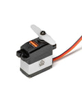 Sub Micro Digital Mid Torque Ultra Speed Metal Gear Heli Cyclic Servo for 250 450 Size RC Helicopters 36 Oz In Torque And 0.053 Sec Transit Speed Snappy, Beefy Precision For Smooth Agile Flying shown from side angle.