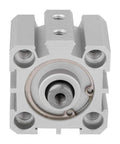 Front view of Double Acting Air Cylinder with aluminum round tube, pancake style pneumatic cylinder for industrial applications.