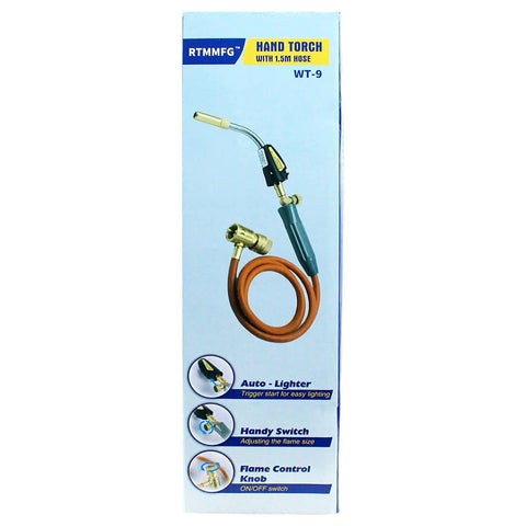 Self Ignition Propane Soldering Torch With Mapp Gas Brass Head Adjustable Swirl Flame One Touch Ignition 5ft Hose Belt Hook