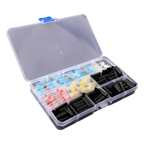 Solder Seal Wire Connectors Kit 50 Pack Heat Shrink Waterproof Solder Sleeves One Step Installation No Crimp Tools Needed Fast Secure Electrical Connections For All Weather Use in storage case