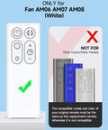 Replacement Remote for Dyson Fan AM06 AM07 AM08 Silver Finish Works with Your Dyson Model 965824-01 965824-02, white remote shown.