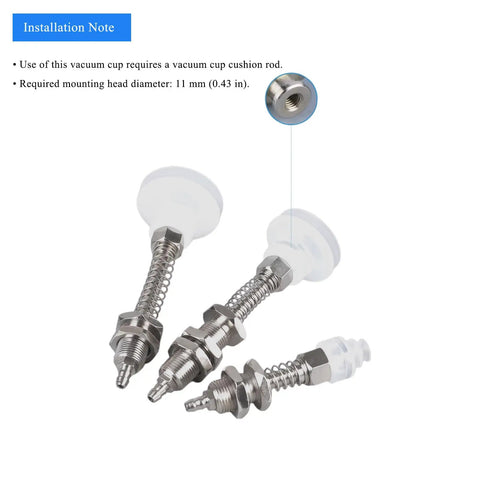 Four Double Bellows Vacuum Suction Cup 0.79 Inch 20mm DP20 With 8mm Mounting Hole Soft Silicone Pad for industrial automation.