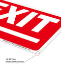 Close-up of No Hassle Installation Heavy Duty Exit Signs With Left Arrow 10X7 Inch Fade Resistant Aluminum Safety Plaque.