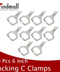10 Piece 11 Inch Locking C Clamps With Swivel Pads, Heavy Duty C Type Locking Pliers, displayed in a grid pattern on a white background