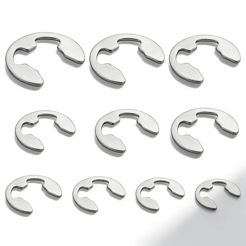 Stainless Steel 304 E-Type Circlip Set DIN 6799-10 Assorted Sizes 1.5 To 10mm 120 Pieces Axial Retaining Ring Kit For Machinery Repairs