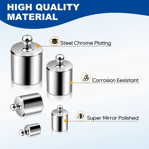 Calibration Weights For Digital Scale Pro Grade Scale Weights Set For Laboratory Home Kitchen And Industrial Use Precise Mass Standards For Accurate Readings, steel chrome plated 100g and 50g weights