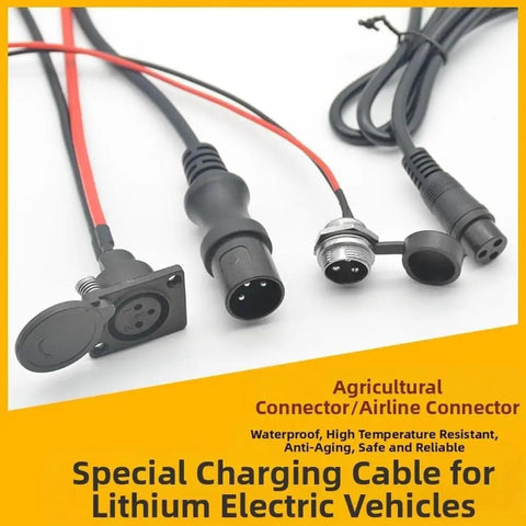 Heavy Duty EV Charging Port With Waterproof Seal And High Temperature Resistant Housing For Reliable 220V 10A Outdoor Power Accessory, four connectors with wires.
