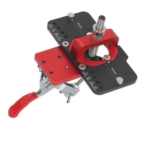 Rock Solid 35mm Aluminum Hinge Jig Kit For Cabinet Doors Accurate Locking Guide with adjustable clamp and depth settings.