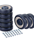 Smooth As Butter Blue TPU Polyurethane Shopping Cart Caster Wheels Replacement Kit with eight heavy duty wheels and bolts.