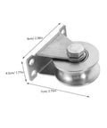 Side view of Stainless Steel Groove Wheel Pulley For Sliding Doors And Barn Doors Heavy Duty Track Wheel with measurements
