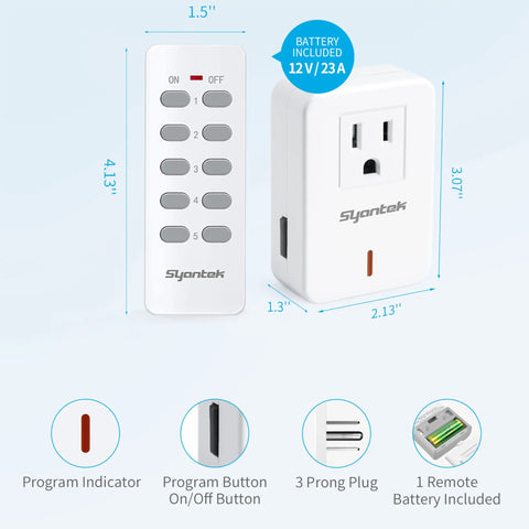 Wireless Remote Control Outlet For Home Appliances With Compact Wall Socket Design Expandable Light Switch Kit dimensions
