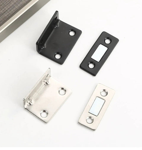 Pack Of 4 Ultra Thin Magnetic Cabinet Catch No Drill Door Latch Invisible Close For Cabinets Wardrobes And Bookcases components shown