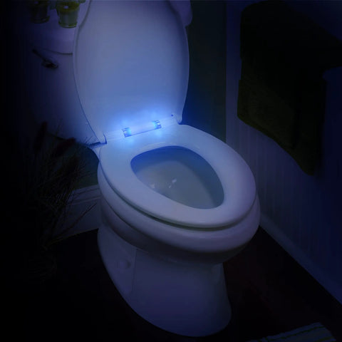 LED Nightlight Elongated Toilet Seat in White for Easy Night Time Use Snug Fit for All Elongated Toilets with blue glow