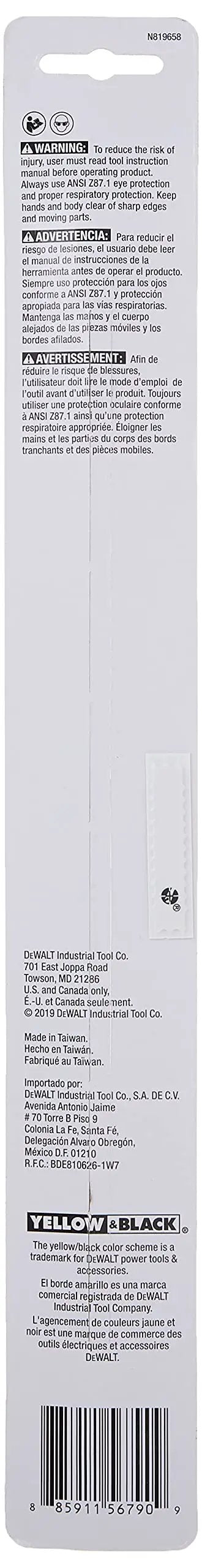 Back packaging of Impact Ready Drill Bit Holder Extension, 12 Inch, showing product details and specifications.