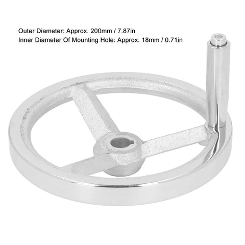 Heavy Duty Cast Iron Hand Wheel With Chrome Plated Finish for milling machines lathes and grinders, visible handle and screw holes
