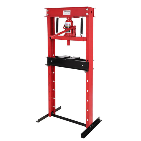 Front view of 20 Ton Hydraulic Shop Press For Car Repair And Garage Use Heavy Duty Benchtop H Frame Press With Dual Press Plates.