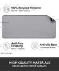 Studio Series Desk Mat Large Extended Desk Pad With Anti Slip Base Spill Resistant Durable Design Soft Cloth Surface in Mid Gray
