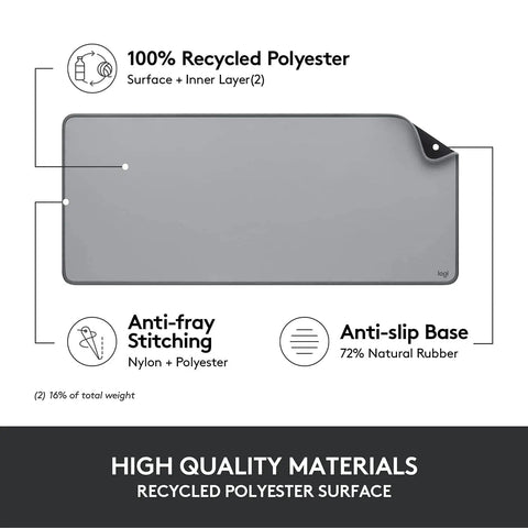 Studio Series Desk Mat Large Extended Desk Pad With Anti Slip Base Spill Resistant Durable Design Soft Cloth Surface in Mid Gray