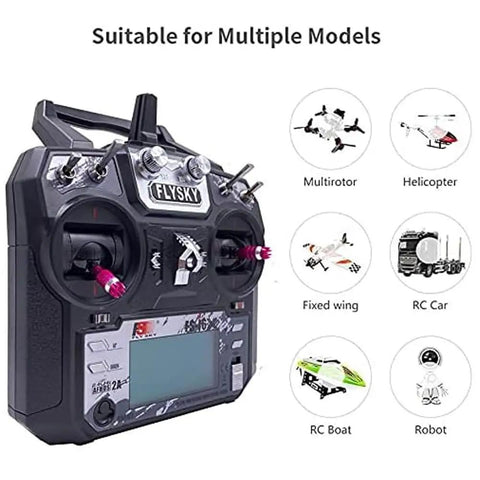 Six To Ten Channel 2.4GHz AFHDS RC Transmitter With Bidirectional Data Capable Receiver Low Power Draw High Sensitivity