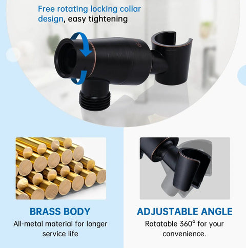 High Pressure Handheld Shower Head With 6 Spray Settings Detachable Design brass holder and adjustable 360-degree bracket
