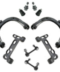 Front 10PC Suspension Kit For 2005 2009 Saab 9-7X Control Arms Ball Joints Sway Bar Links including durable black parts.