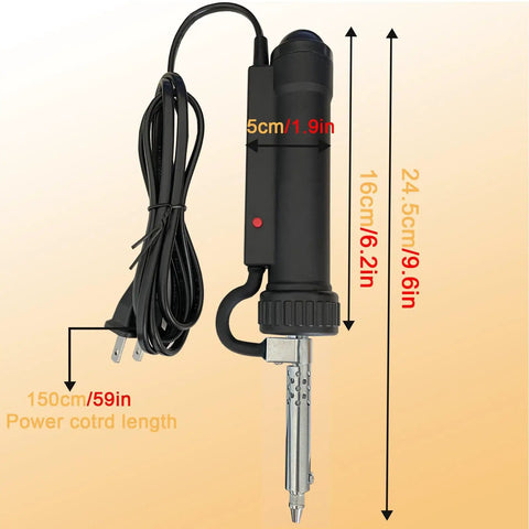 Desoldering Gun With 3 Nozzles Portable Electric Solder Sucker And Desolder Pump AC110V 30W Vacuum Solder Removal Tool dimensions