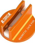 Robbor magnetic aluminum jack pad, orange round base with two side rails