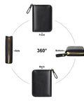 360-degree view of RFID Blocking Credit Card Holder Wallet, Slim Leather Card Case With Zippered Accordion Design, Holds Up To 9 Cards