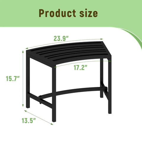 Curved Fire Pit Bench Set Of 4 Outdoor Metal Benches Waterproof Backless Steel Seats size dimensions, black finish