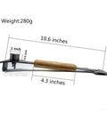 Multifunction Hive Scraper Tool With Wooden Handle for beekeeping, showing dimensions and stainless steel construction.