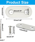 Dimensions of 21 Pack Stainless Steel Straight Flat Brace Mending Plates Flat Brackets with self-tapping screws for furniture repair
