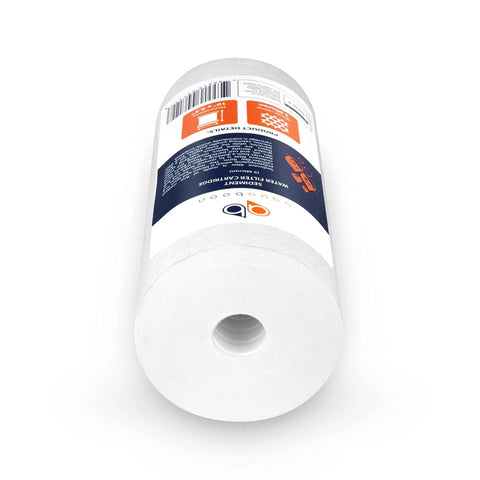 5 Micron 10 By 4 And A Half Inch Whole House Water Filter Cartridge Set Eight Pack Replacement Sediment And Carbon Filters For FXHTC DGD 5005 And Similar Systems Easy Install For Clean Drinking Water And Whole Home Purification filter on side
