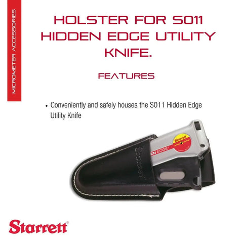 Leather Holster For S011 Hidden Edge Utility Knife Belt Mount Storage For Safe Quick Access with knife partially inserted