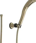Champagne Bronze Wall-Mount Hand Shower With H2Okinetic 2 GPM Full-Body Spray, Water-Saving, shown mounted with hose