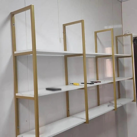 Beast Mode 3 Tier Floating Shelf Brackets Industrial Wall Mount Hardware For Ceiling Install Heavy Duty wall-mounted shelf frame.