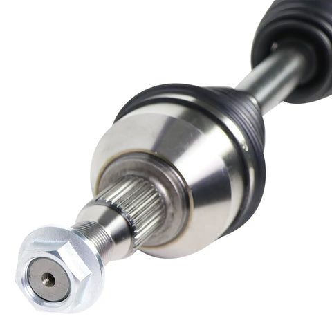 Left Front Driver Side CV Axle Shaft Assembly For Cars Heat Treated Quiet Ride Tech Premium Strength Extensive Quality Control Lifetime Warranty Built For Long Lasting Smooth Performance close-up of splined end