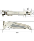 Top Shelf Heavy Duty Parallel Cabinet Hinges For Lateral Wardrobe Doors With 180 Degree Swing, showing detailed dimensions.