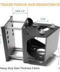 Universal Trailer Tongue Jack Relocation Kit With Bolt On Bracket For 3 Bolt And A Frame Jacks, shown in gray steel material