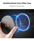Hand demonstrating 82mm Magnetic Thread Lens Filter Cap 2 In 1 Design For Quick Swaps And Full Lens Protection Dual Connection