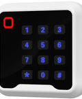 Front view of Proximity RFID Card Keypad Reader 125KHz Wiegand 26 Or 34 Bit, with numeric keypad and red indicator light.