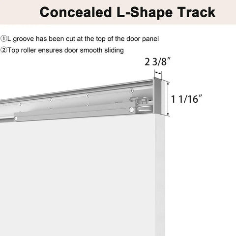 Concealed Sliding Barn Door 30 By 84 White Primed Flush Solid Core With Soft Close Installation Hardware L-shape track