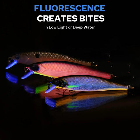 Suspending Jerkbait Minnow Lure With Sound, Flash, Glow Brighter, And Rattle Louder For Bass Walleye Pike And Catfish Neutral Buoyancy Cast Farther Irresistible Action Precision Engineered, fluorescent glow