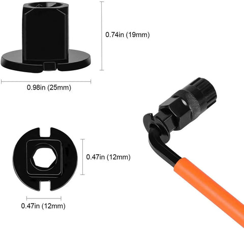 Bike Cassette Removal Tool Set With Chain Whip And Auxiliary Wrench dimensions, 0.98in x 0.74in x 0.47in, black and orange
