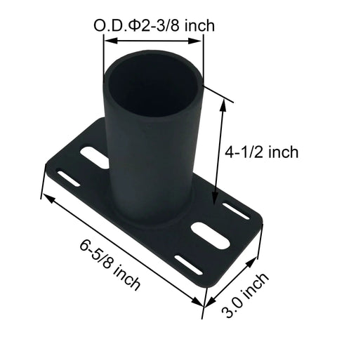 Heavy Duty Slip Fitter Adapter For LED Parking Lot Lights 90 Degree Two And Three Eighths Inch steel mount top view dimensions