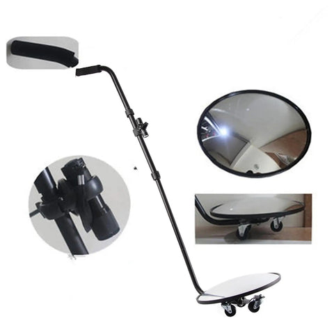 12 Inch Under Vehicle Inspection Mirror With Light Adjustable Angle Telescoping Handle Portable Convex Search Mirror With Carry Bag