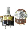 10K Ohm Rotary Potentiometer With Switch and Alloy Knob, Single Turn Variable Resistor For DIY Electronics shown from side and top view
