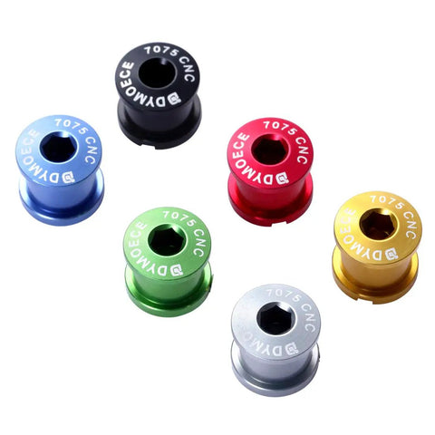 7075 Aluminum Alloy Double Chainring Bolts For Road And MTB Cranksets M8 Bolts With M8 Nuts 10mm Shaft 5 Pack Anodized Finish